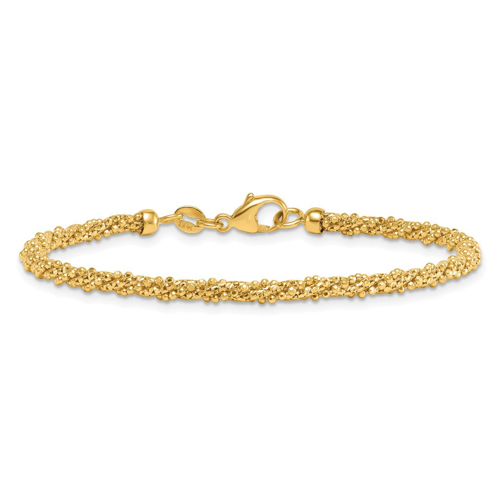 Polished and Textured Twisted Mesh Fancy Beaded Bracelet - WBC