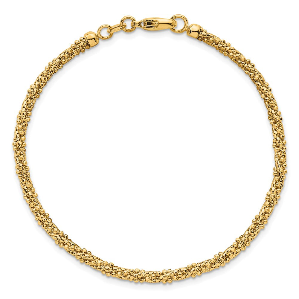 Polished and Textured Twisted Mesh Fancy Beaded Bracelet - WBC