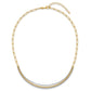 Two-Tone Textured Woven Curved Bar with Long Link Necklace Plus Extender - WBC