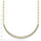 Two-Tone Textured Woven Curved Bar with Long Link Necklace Plus Extender - WBC