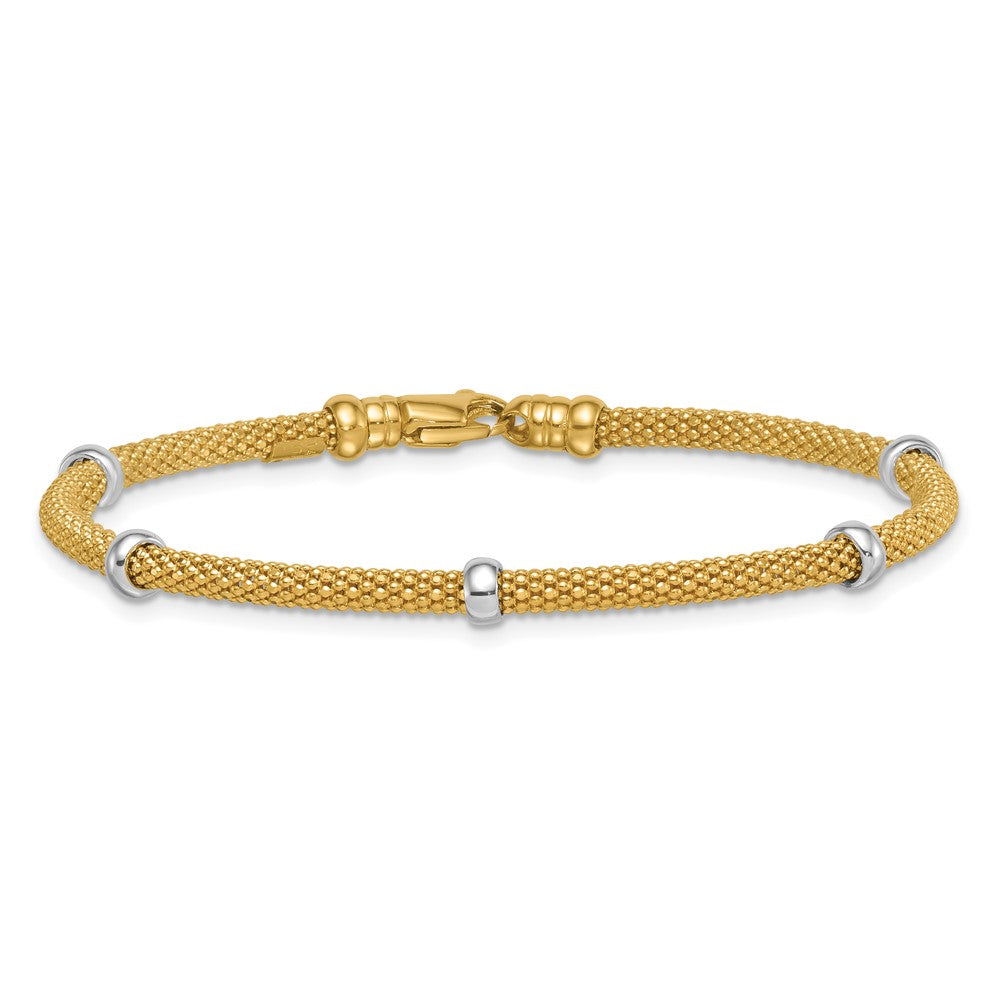 Two-tone Polished Fancy Mesh With Bead Bracelet - WBC