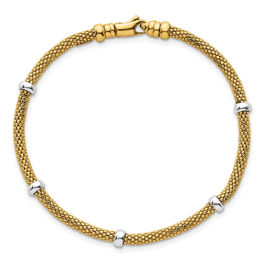 Two-tone Polished Fancy Mesh With Bead Bracelet - WBC