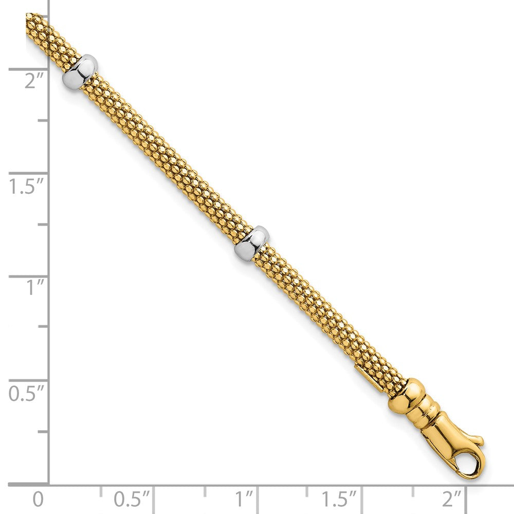 Two-tone Polished Fancy Mesh With Bead Bracelet - WBC