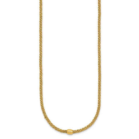 Polished and Textured Twisted with Bead Necklace - WBC