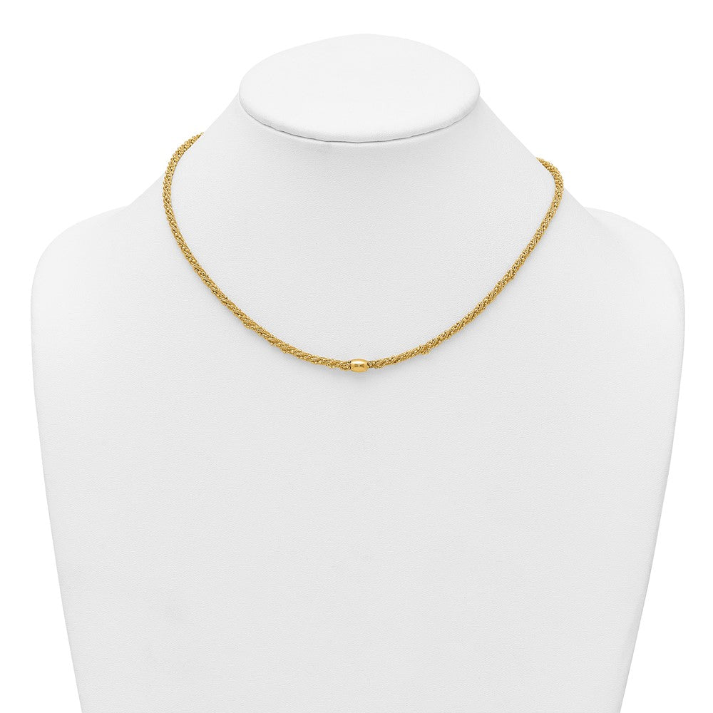 Polished and Textured Twisted with Bead Necklace - WBC