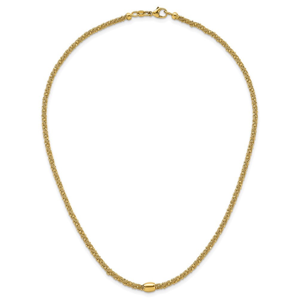 Polished and Textured Twisted with Bead Necklace - WBC