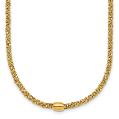 Polished and Textured Twisted with Bead Necklace - WBC
