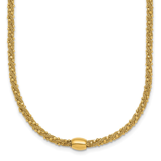 Polished and Textured Twisted with Bead Necklace - WBC