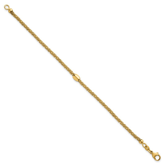 Polished and Textured Twisted with Bead Bracelet - WBC