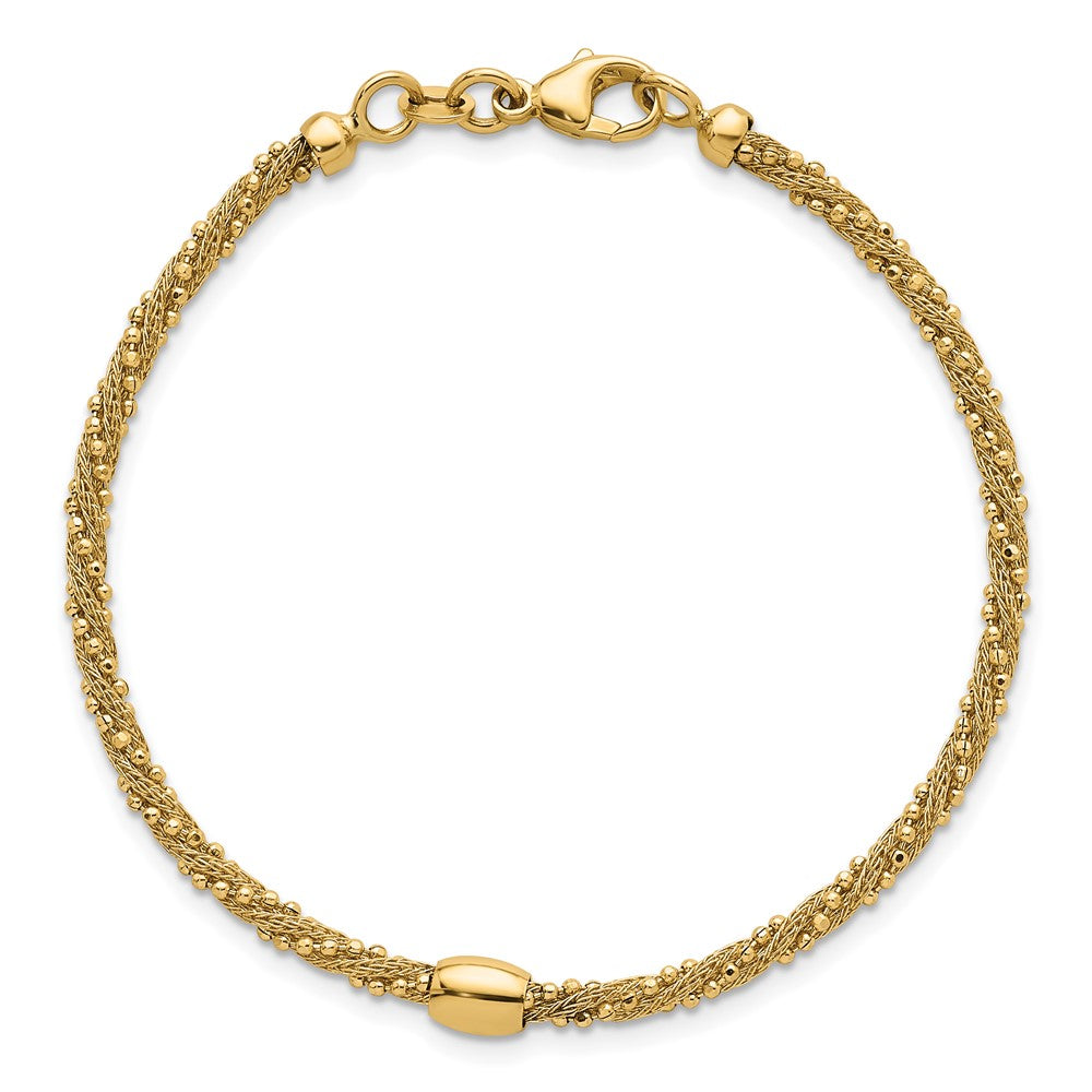 Polished and Textured Twisted with Bead Bracelet - WBC