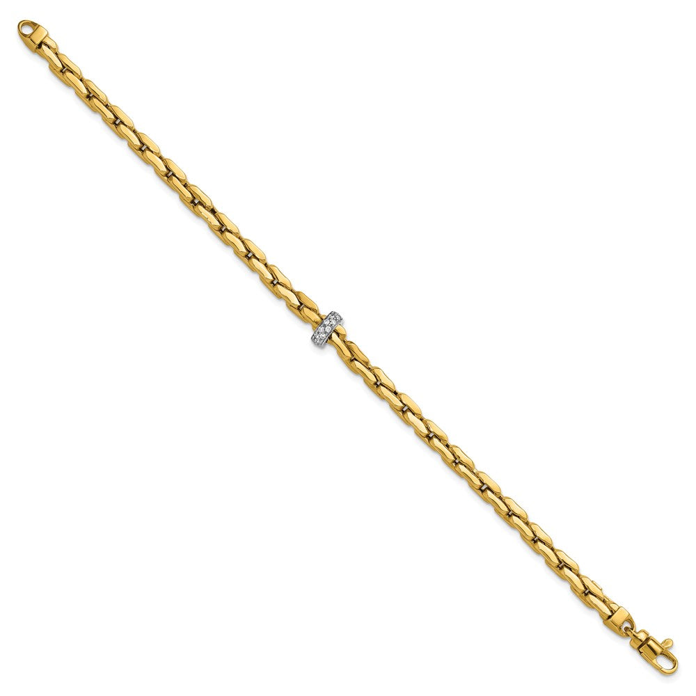 Two-tone Polished Fancy Link with CZ Bead Bracelet - WBC