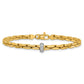 Two-tone Polished Fancy Link with CZ Bead Bracelet - WBC