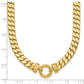 Polished Flat Curb Link with Center Circle Element Necklace - WBC