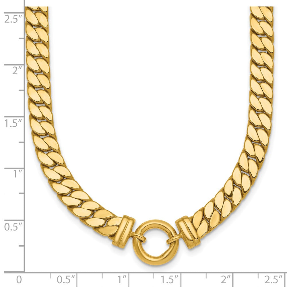 Polished Flat Curb Link with Center Circle Element Necklace - WBC