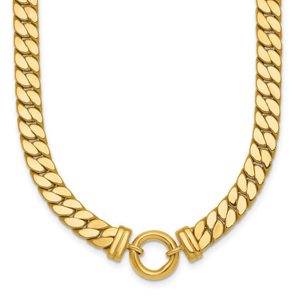 Polished Flat Curb Link with Center Circle Element Necklace - WBC