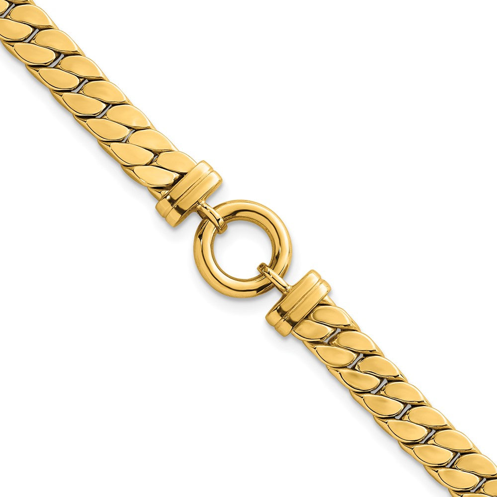 Polished Flat Curb Link with Center Circle Element Bracelet - WBC