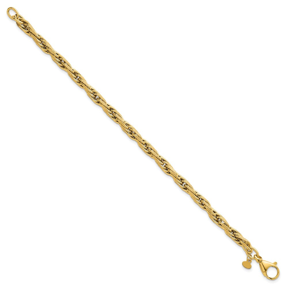 Polished And Textured Flat Rope Chain Bracelet - WBC