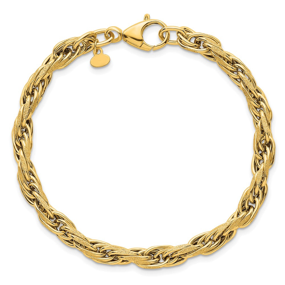 Polished And Textured Flat Rope Chain Bracelet - WBC
