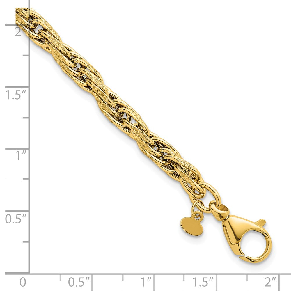 Polished And Textured Flat Rope Chain Bracelet - WBC