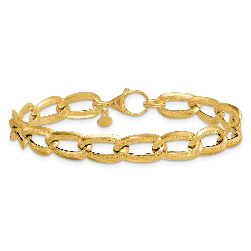 Polished And Textured Long Curb Link Bracelet - WBC