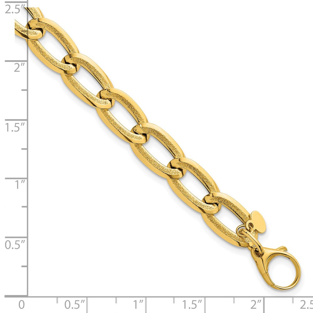 Polished And Textured Long Curb Link Bracelet - WBC
