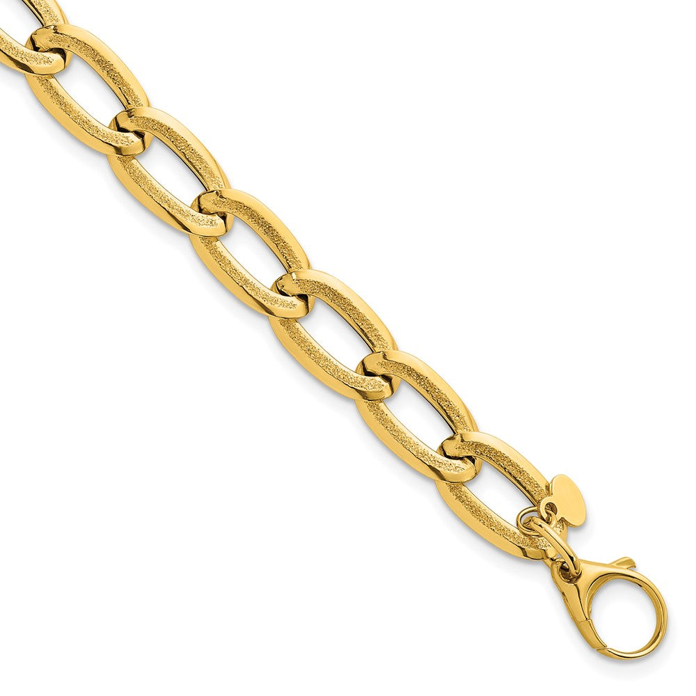 Polished And Textured Long Curb Link Bracelet - WBC