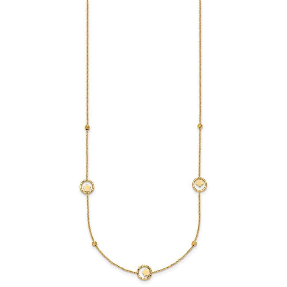 Polished Stars in Circle with Diamond-cut Beads 7-Station Necklace - WBC