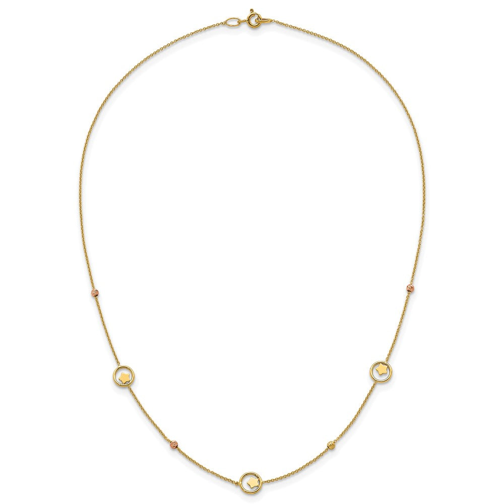 Polished Stars in Circle with Diamond-cut Beads 7-Station Necklace - WBC