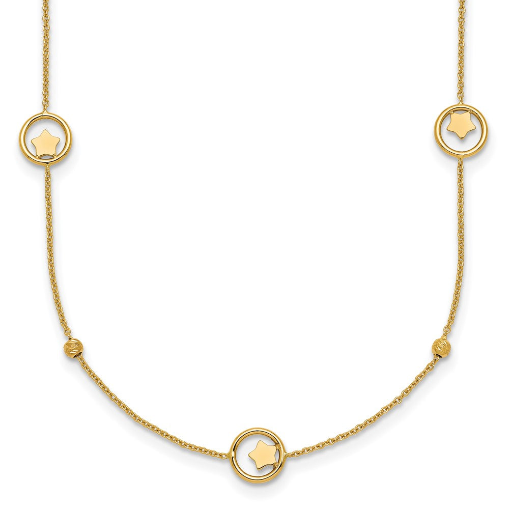 Polished Stars in Circle with Diamond-cut Beads 7-Station Necklace - WBC