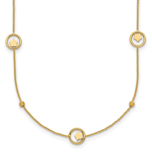 Polished Stars in Circle with Diamond-cut Beads 7-Station Necklace - WBC