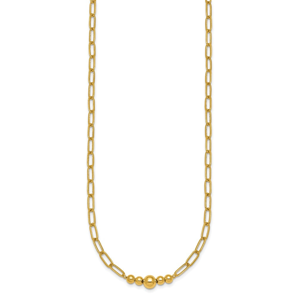 Polished Graduated Beads Paperclip Link Necklace - WBC