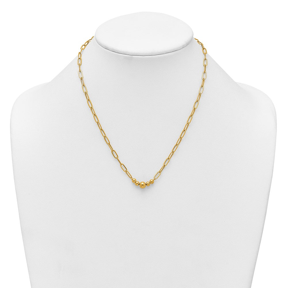 Polished Graduated Beads Paperclip Link Necklace - WBC