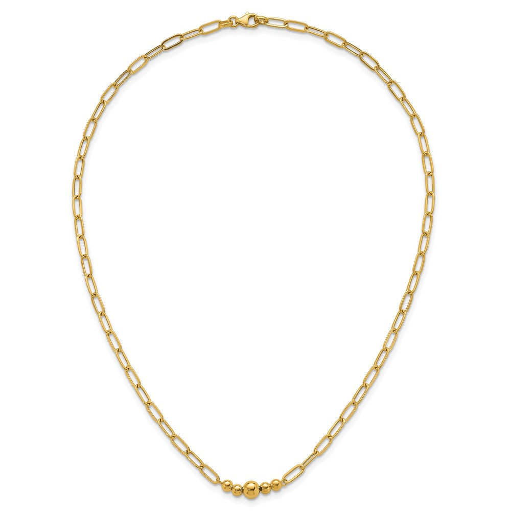 Polished Graduated Beads Paperclip Link Necklace - WBC