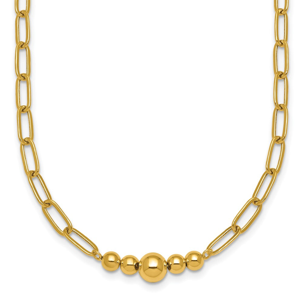 Polished Graduated Beads Paperclip Link Necklace - WBC