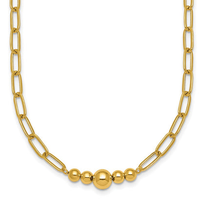 Polished Graduated Beads Paperclip Link Necklace - WBC