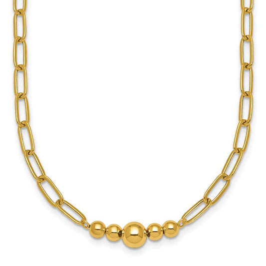 Polished Graduated Beads Paperclip Link Necklace - WBC