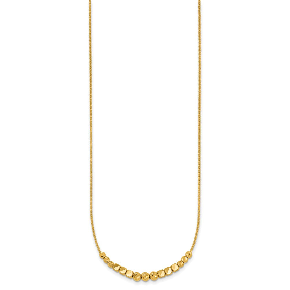 Polished Diamond-cut and Square Beaded Necklace Plus Extender - WBC