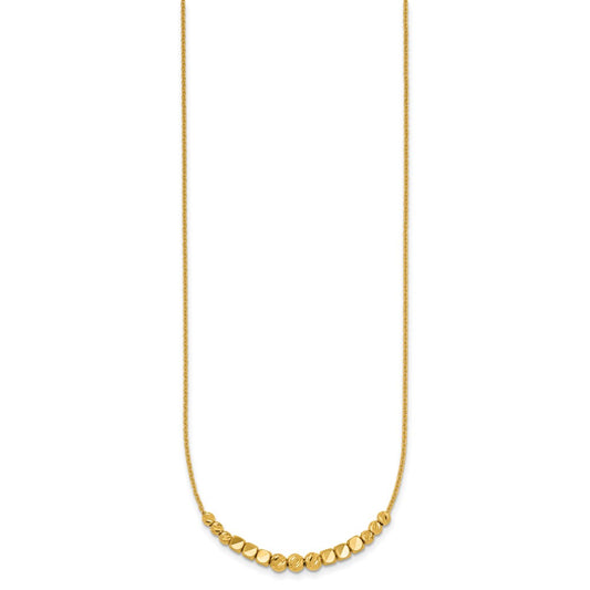 Polished Diamond-cut and Square Beaded Necklace Plus Extender - WBC