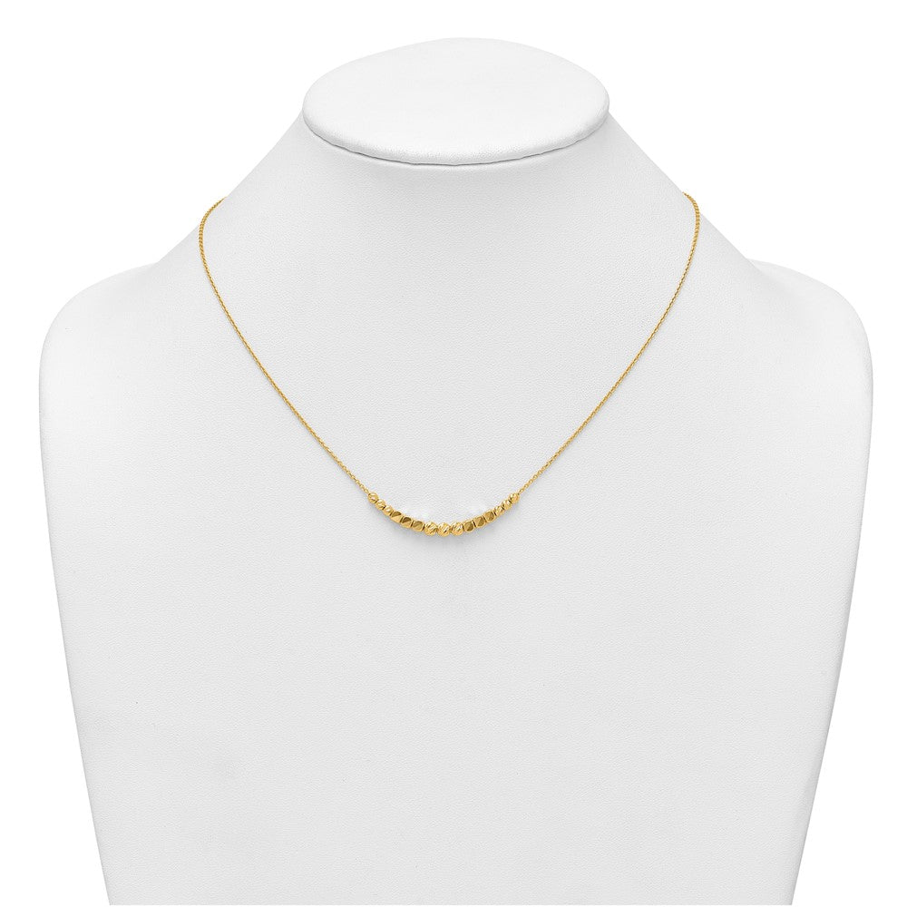 Polished Diamond-cut and Square Beaded Necklace Plus Extender - WBC