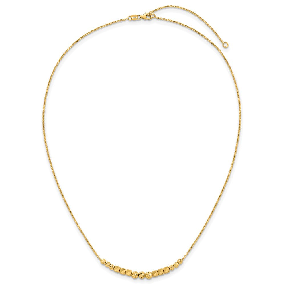 Polished Diamond-cut and Square Beaded Necklace Plus Extender - WBC
