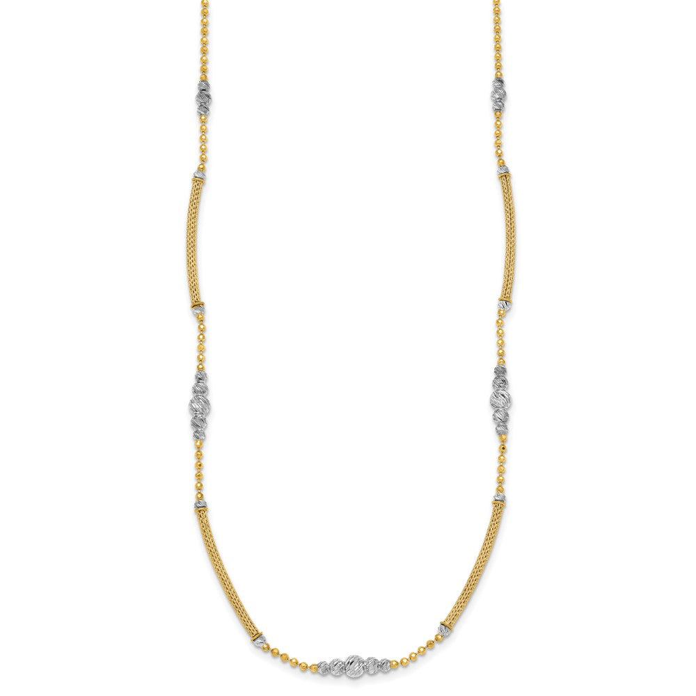 Two-Tone Woven Bars and Diamond-cut Beads Necklace - WBC
