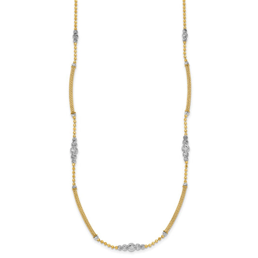 Two-Tone Woven Bars and Diamond-cut Beads Necklace - WBC
