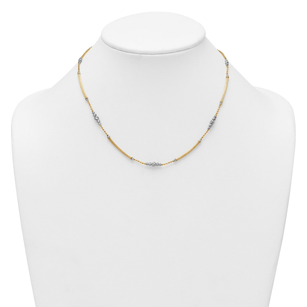 Two-Tone Woven Bars and Diamond-cut Beads Necklace - WBC