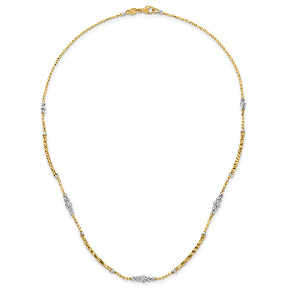 Two-Tone Woven Bars and Diamond-cut Beads Necklace - WBC