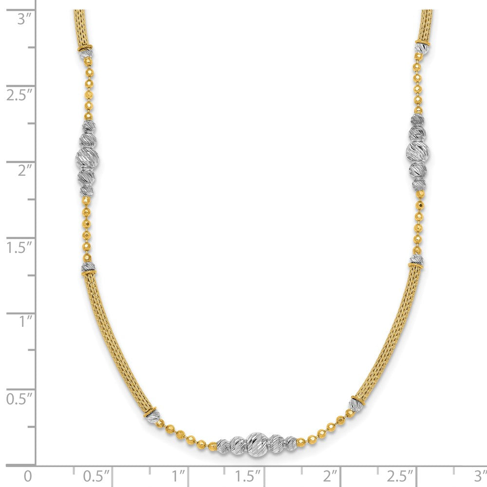 Two-Tone Woven Bars and Diamond-cut Beads Necklace - WBC