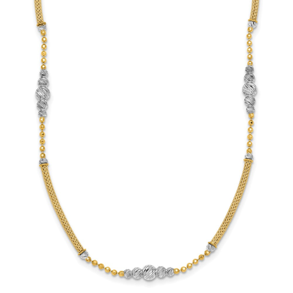 Two-Tone Woven Bars and Diamond-cut Beads Necklace - WBC