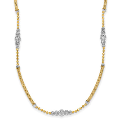 Two-Tone Woven Bars and Diamond-cut Beads Necklace - WBC