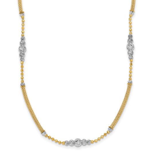 Two-Tone Woven Bars and Diamond-cut Beads Necklace - WBC