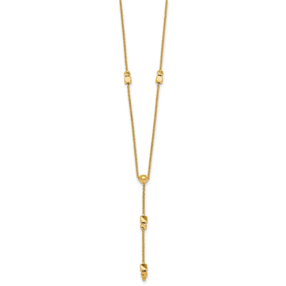 Polished Diamond-cut and Beaded Lariat Necklace Plus Extender - WBC