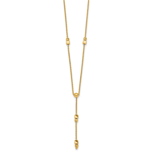 Polished Diamond-cut and Beaded Lariat Necklace Plus Extender - WBC